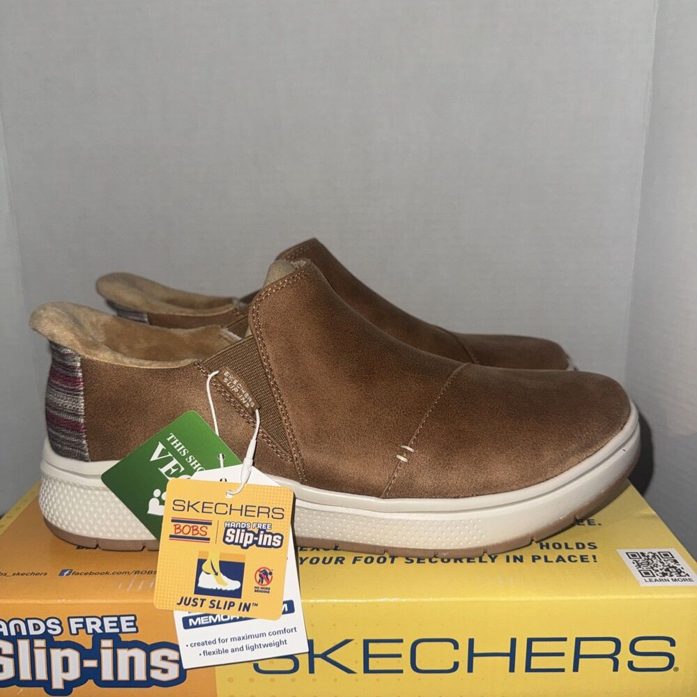 Skechers BOBS Skip Cute Wave-Stay Snug 114831 Womens 10 Sneaker Brown Shoes